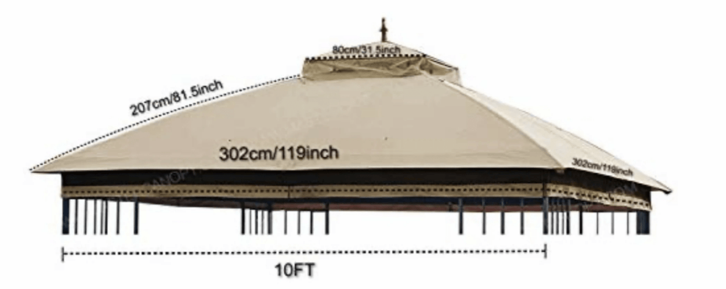 Gazebo 10x10 Allen and Roth Replacement canopy and vent cover set model L-GZ039PST-G RIPLOCK 350