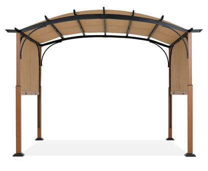 10' X 12' Outdoor Retractable Pergola with Sun Shade Canopy Patio Metal Garden Pergola,Beige