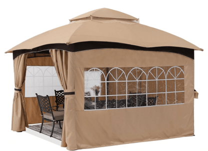 10’x12’ Gazebo Patio Gazebos for Winter, Weatherproof Gazebo with Window Curtains for Outdoor Party Wedding