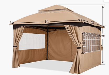 8'x8' Gazebo Patio Gazebos for Winter, Weatherproof Gazebo Window Curtains for Outdoor Party Wedding