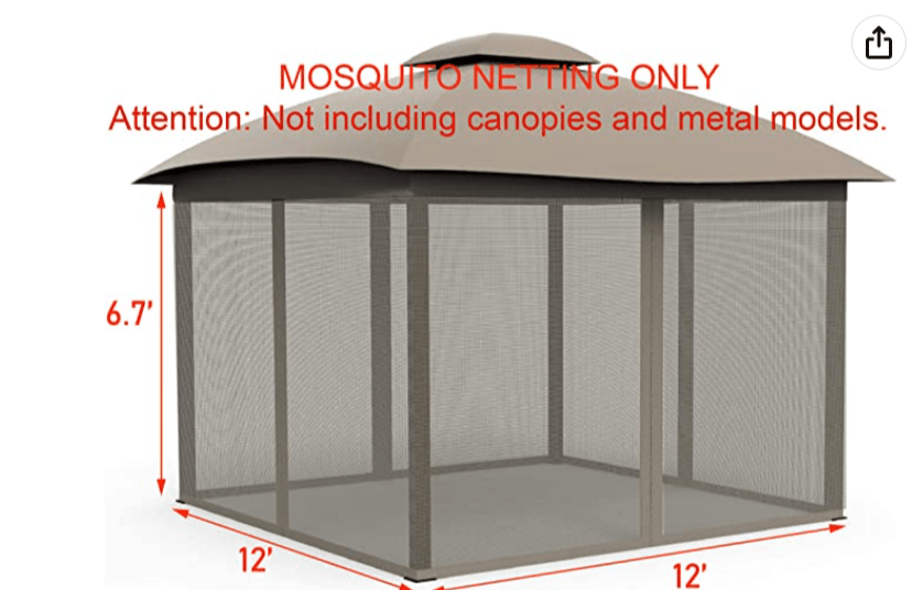 GAZEBO REPLACEMENT MOSQUITO NETTING 12X12 FOR OUTDOOR GAZEBO BEIGE