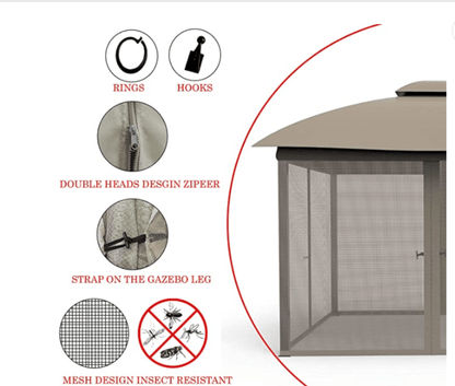 GAZEBO REPLACEMENT MOSQUITO NETTING 8X10 FOR OUTDOOR GAZEBO BEIGE